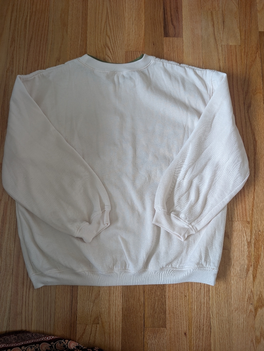 Vintage 90s Fall Autumn Leaves Bear Grandmacore Double Collar Sweatshirt Size L - Picture 2 of 6